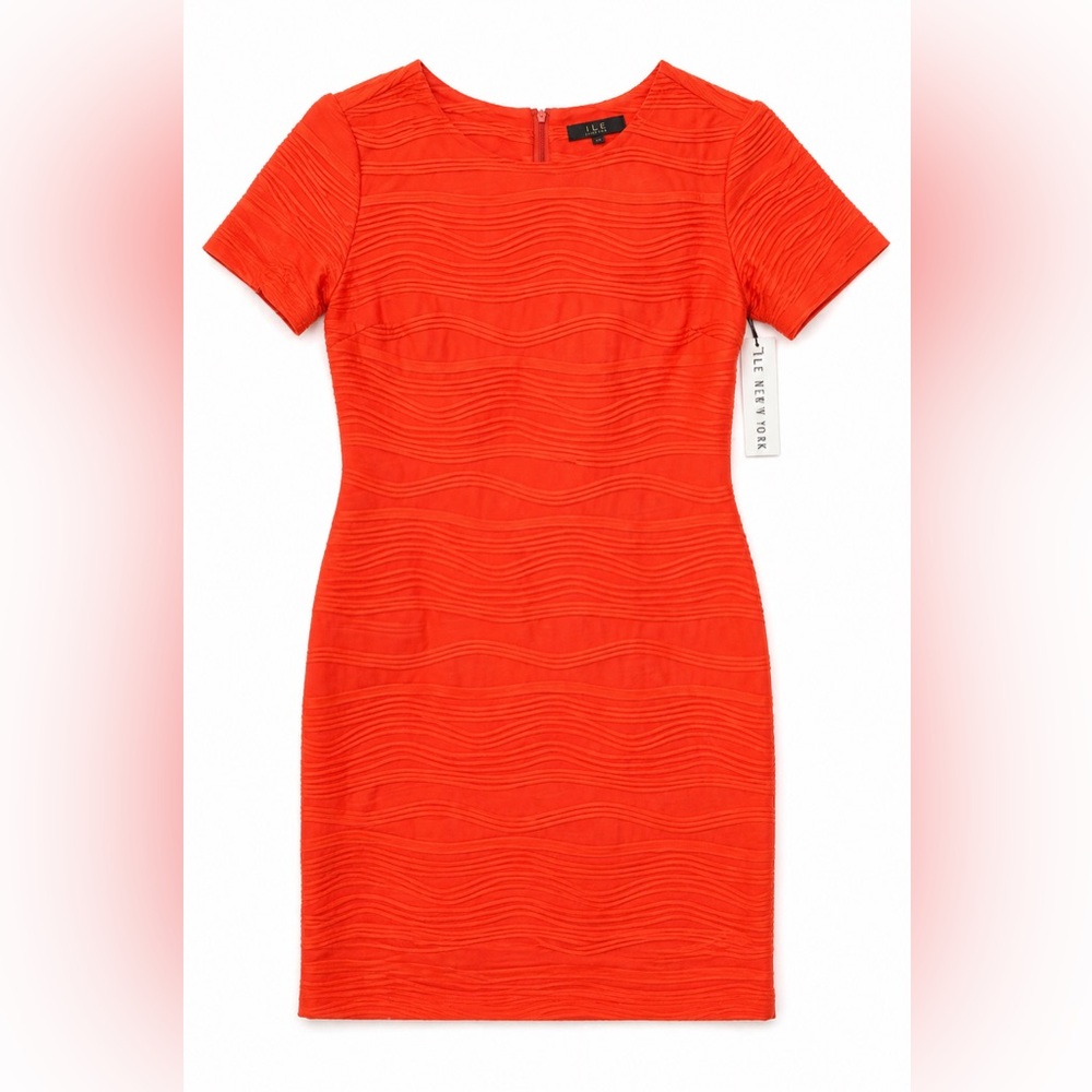 ILE New York Textured Bodycon Dress - Red/Orange